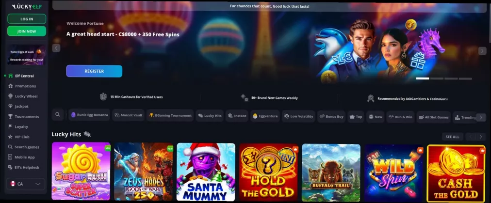 Lucky elf Casino Up to 5500 CAD + 250 Free Spins